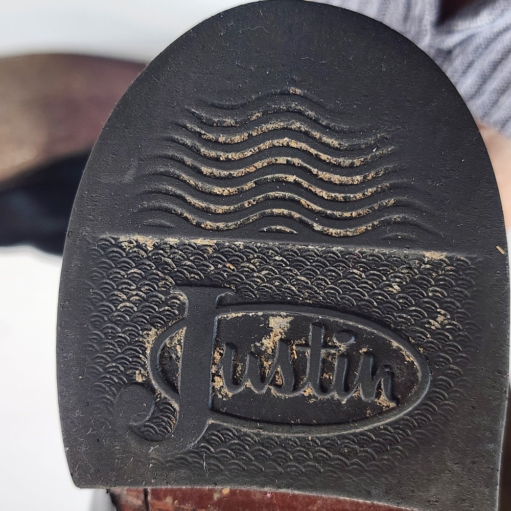 Justin Ropers Black Leather Boots Womens 6.5B Cowboy Western Rodeo USA Vintage - Picture 8 of 14